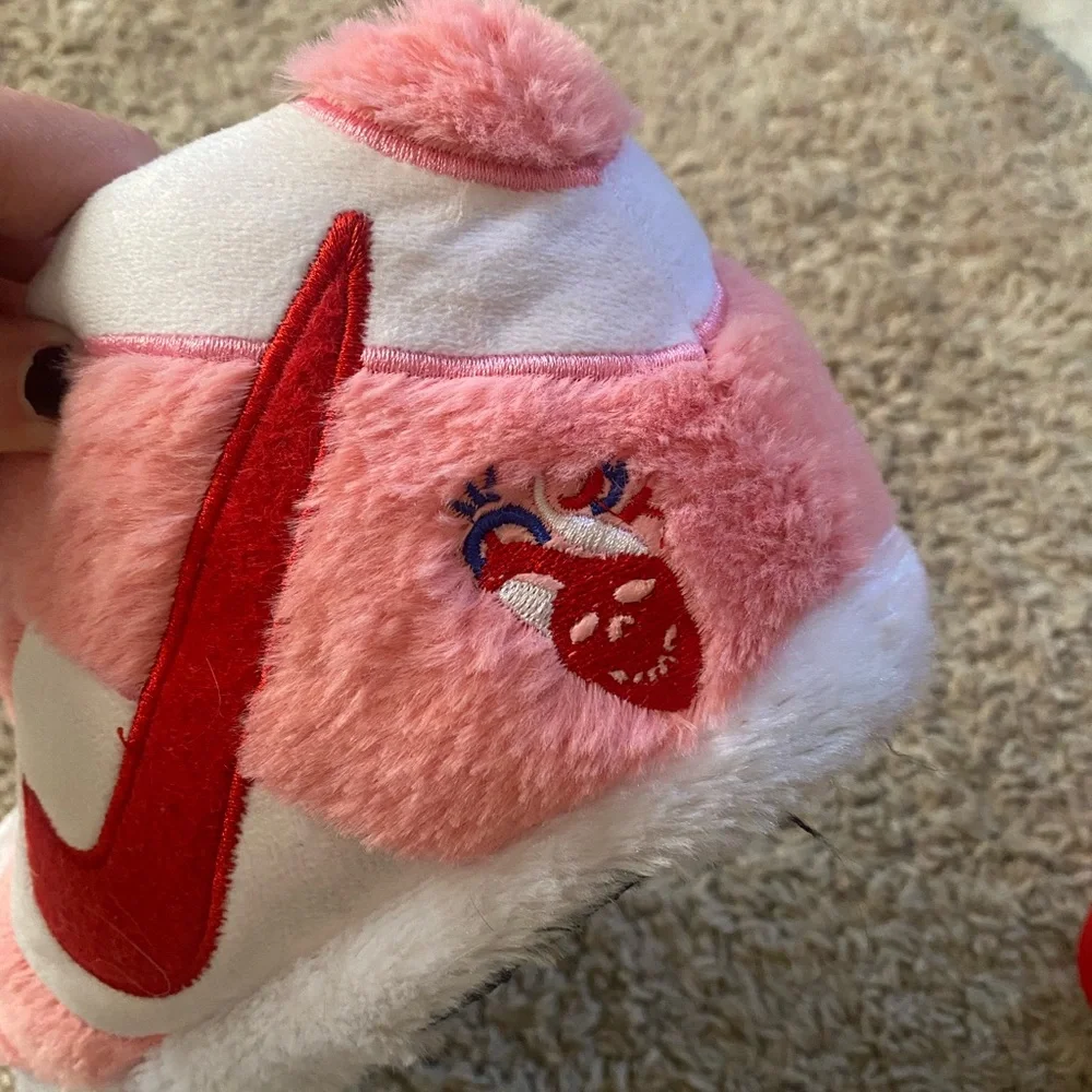 NIKE Pink and Red Plush Slippers